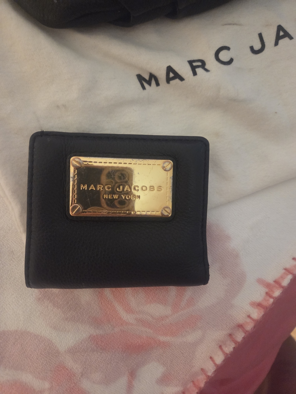 Marc Jacobs Black Wallet with Gold Plaque